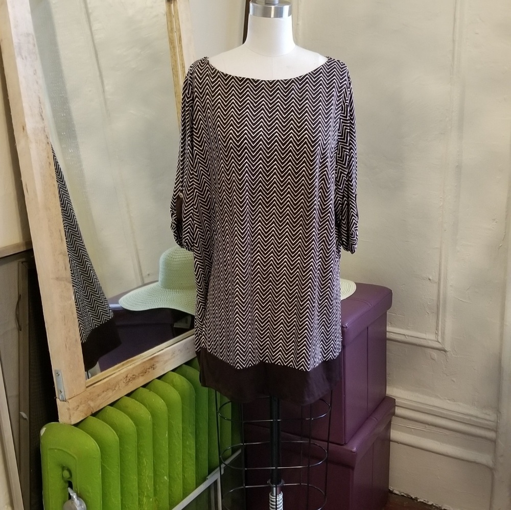 Charter Club Woman Brown/White ChevronTunic